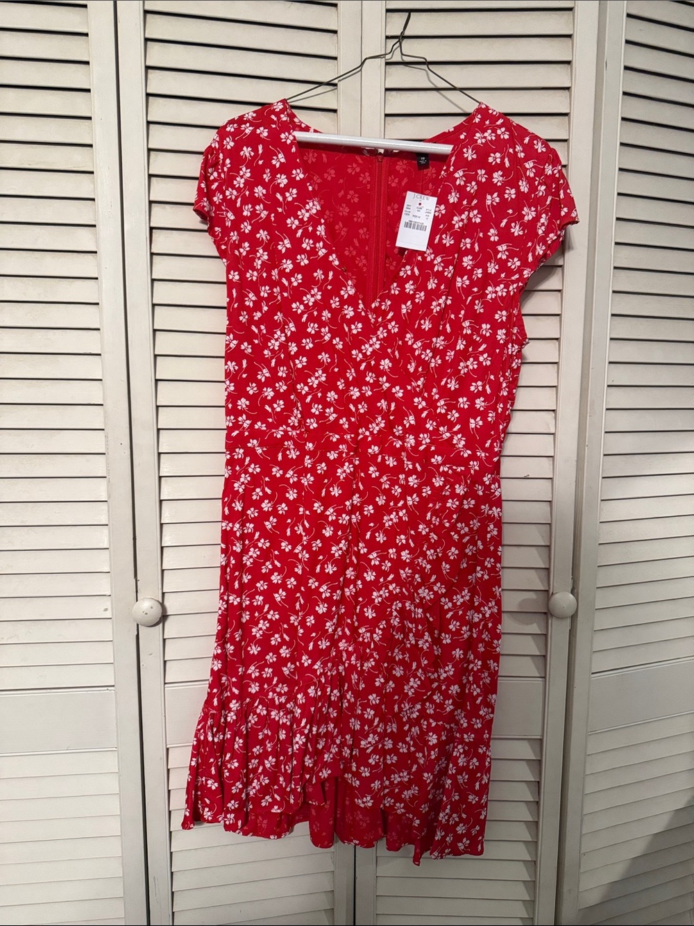 J. Crew Red Floral Midi Dress